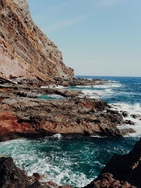 Scenic view of sea against clear sky