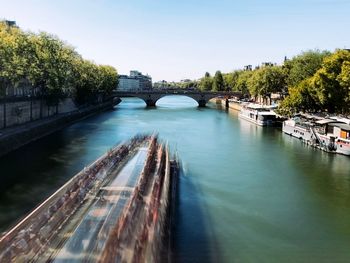 Bridge over river against sky