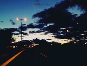 Road against sky at dusk