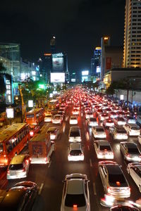 Traffic on road at night