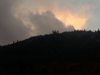 Low angle view of silhouette mountain against sky