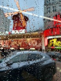 Close-up of water drops on glass