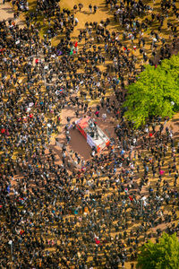 High angle view of crowd in city