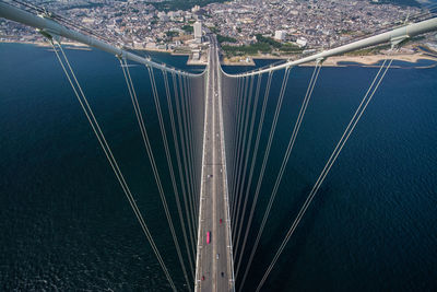 Aerial view of suspension bridge