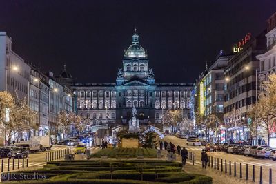View of illuminated city at night
