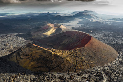 Aerial view of volcanic landscape