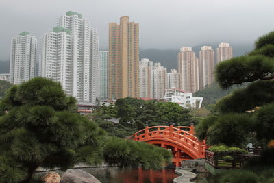 Modern buildings against sky in city