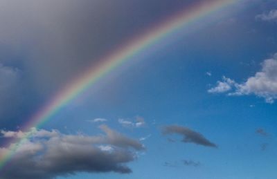 Low angle view of rainbow against sky