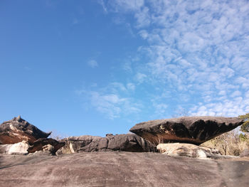 Scenic view of mountain against blue sky