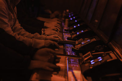 Hand row. video game saloon in akihabara, tokyo, japan