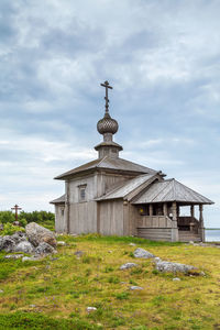 Wooden church of st. andrew on big zayatsky island, russia