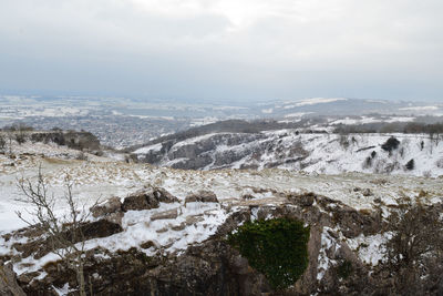 Cheddar gorge on a snowy day