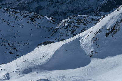 High angle view of snowcapped mountains