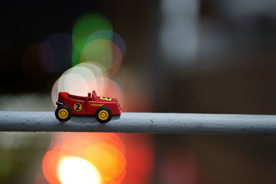 Close-up of toy car