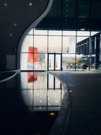 Reflection of road on glass window