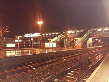 Railroad tracks at night