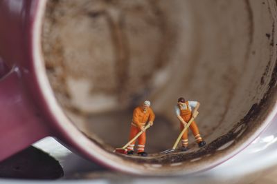 High angle view of coffee in cup