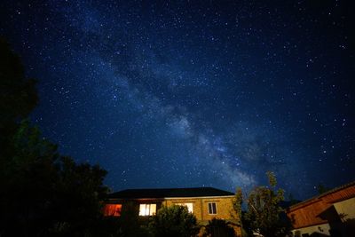 Low angle view of building against sky at night