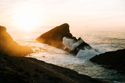 Magnificent views of the somocuevas beach in spain at sunset