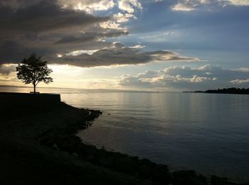 Scenic view of sea against cloudy sky