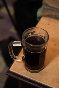 High angle view of coffee on table