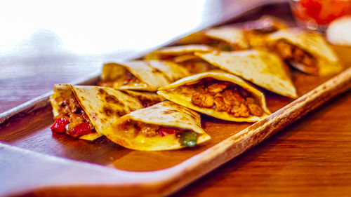 Close-up of food on table