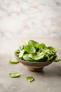 Close-up of salad in bowl on table