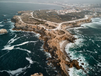 High angle view of beach