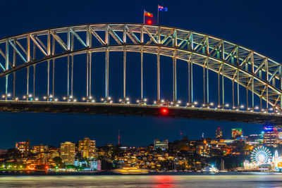 Illuminated buildings in city at night