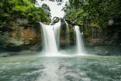 Scenic view of waterfall in forest