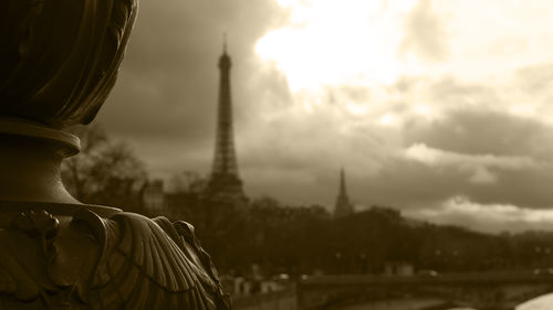 Low angle view of statue in city