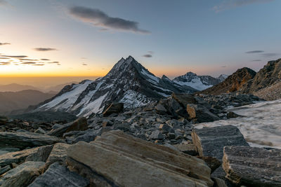 Portjenhorn, pizzo d'andolla in the weissmies group. seen from zwischenberg pass near weissmies peak