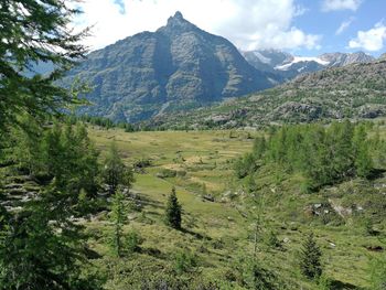 Scenic view of mountains against sky