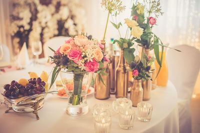 Flowers in vase on table