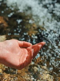 Close-up of wet hand