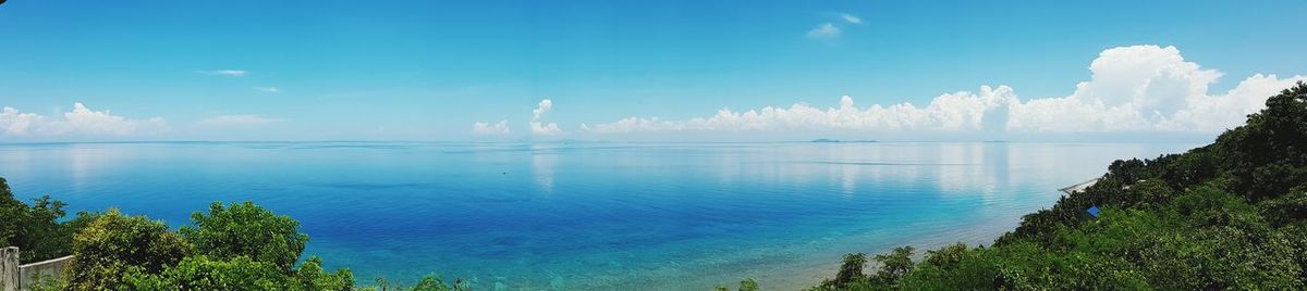 Scenic view of sea against cloudy sky