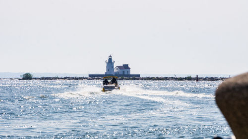 Scenic view of sea against clear sky
