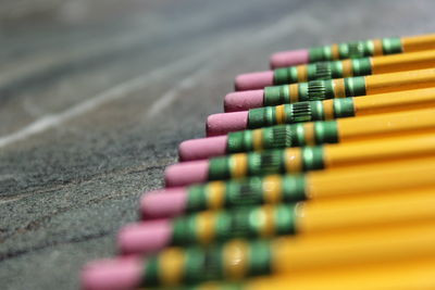 High angle view of pencils