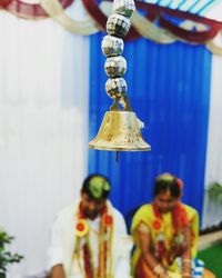 Close-up of cross hanging