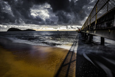 Scenic view of sea against cloudy sky