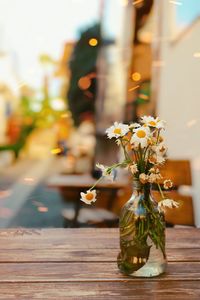 Close-up of flower vase on table