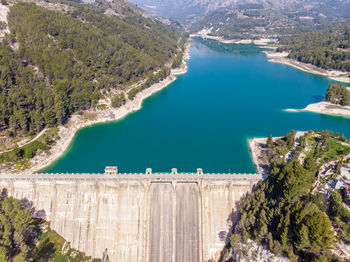 High angle view of dam