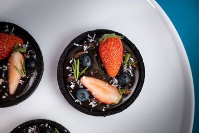 High angle view of fruits in bowl