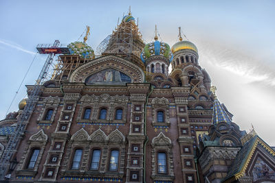 Low angle view of temple building against sky