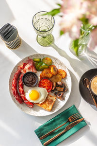 High angle view of food on table