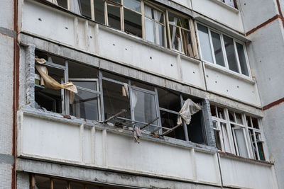 War in ukraine 2022. destroyed, bombed and burned residential building after russian missiles