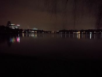 Scenic view of sea against sky at night