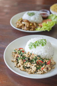 Close-up of food served in plate