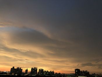 Buildings in city during sunset