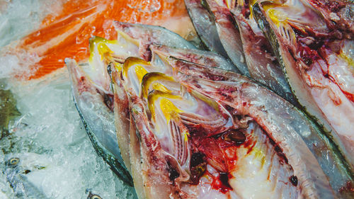 Full frame shot of fish for sale in market